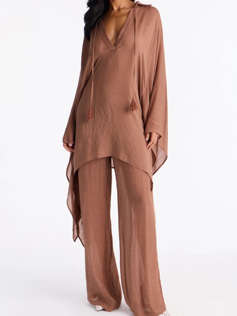 Fashion Nova Addison Faux Linen Resort Wear Pant Set - Picture 2 of 4
